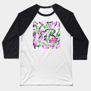 Green Purple Abstract Pattern With Orchid Baseball T-Shirt